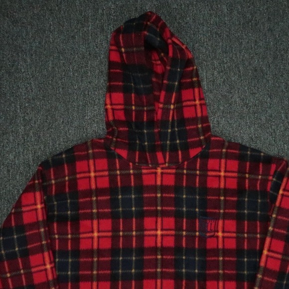 Lauren Ralph Lauren Hoodie Womens Large Red Plaid Oversized Flannel Sweater - Picture 2 of 9
